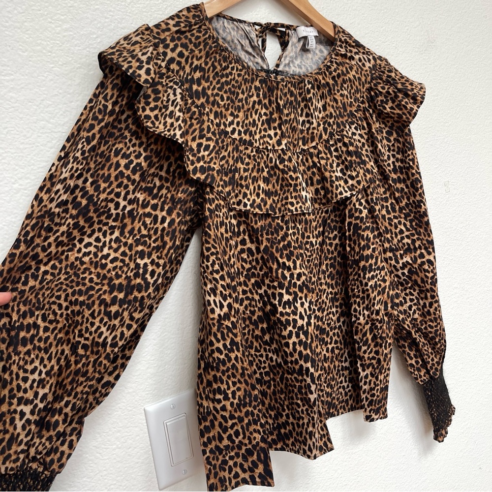 Topshop Leopard Print Statement Collar Blouse Siz… - image 3